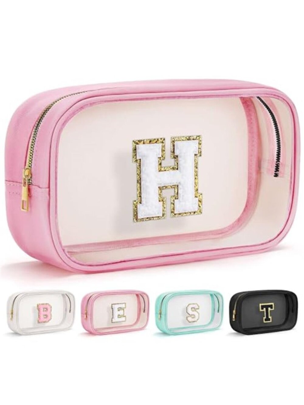 Pink Clear Travel Toiletry Bag Waterproof Makeup Organizer Cosmetic Pouch Set